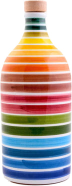 Antico Frantoio Muraglia | Premium Italian Extra Virgin Olive Oil | First Cold Pressed Gourmet EVOO | RAINBOW Arcobaleno Collectible Handmade Ceramic Bottle | 16.9 Fl.oz (500 ml)