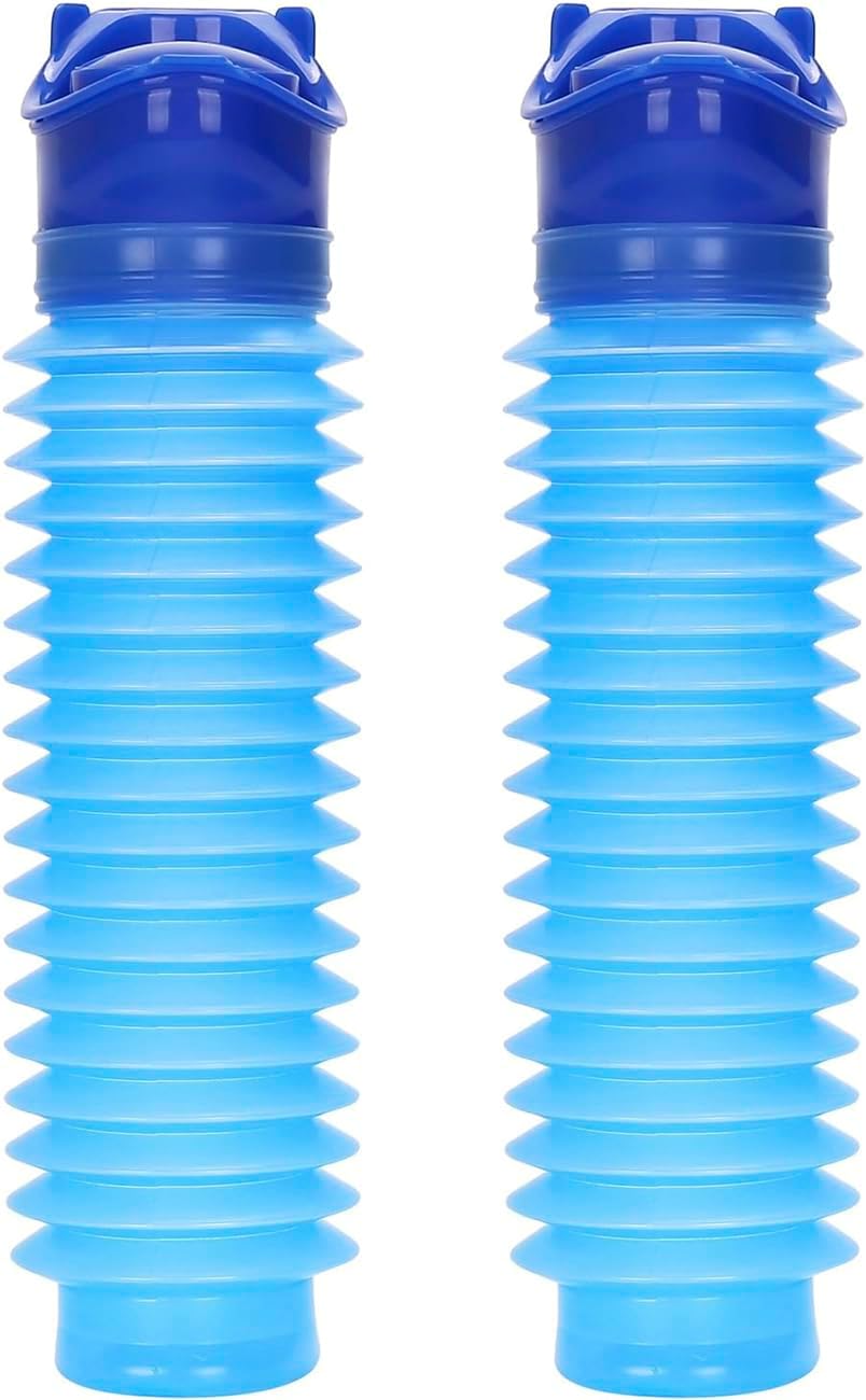 Emergency Urinal for Kids Adult,Portable Reusable Outdoor Urinal Potty Pee Bottle, Outdoor Shrinkable Urinal for Travel, Camping, Hiking, Traffic Jam and Queuing-2 Pack 750ml Blue