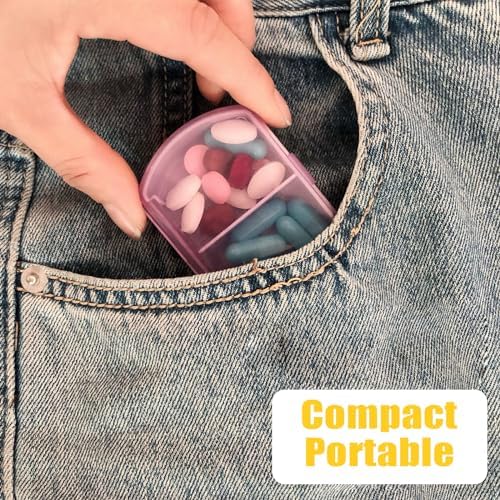 4PCS Small Pill Case Travel Pill Box Cute Pill Organizer for Purse Portable Daily Medicine Organizer 2 Compartment Pill Holder for Vitamins, Fish Oil, Supplements