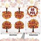 60 Pack Fall Paper Napkins Maple Leaves Luncheon Napkins Fall Leaf Disposable Napkin Maple Tree Decorative Napkin for Autumn Thanksgiving Party Supplies Dinner Kitchen, 6.5 x 6.5 Inch