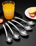 Generic 6-Piece Stainless Steel Soup Spoons, 6.5 Inch Heavy Duty Thick Short Handle Ramen Spoons for Soup Cereals