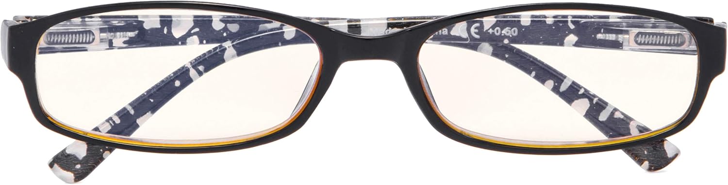 CessBlu UV Protection Computer Reading Glasses with Polka Dots Pattern Blue Light Filter Reader Eyeglasses for Women(Black)+2.75