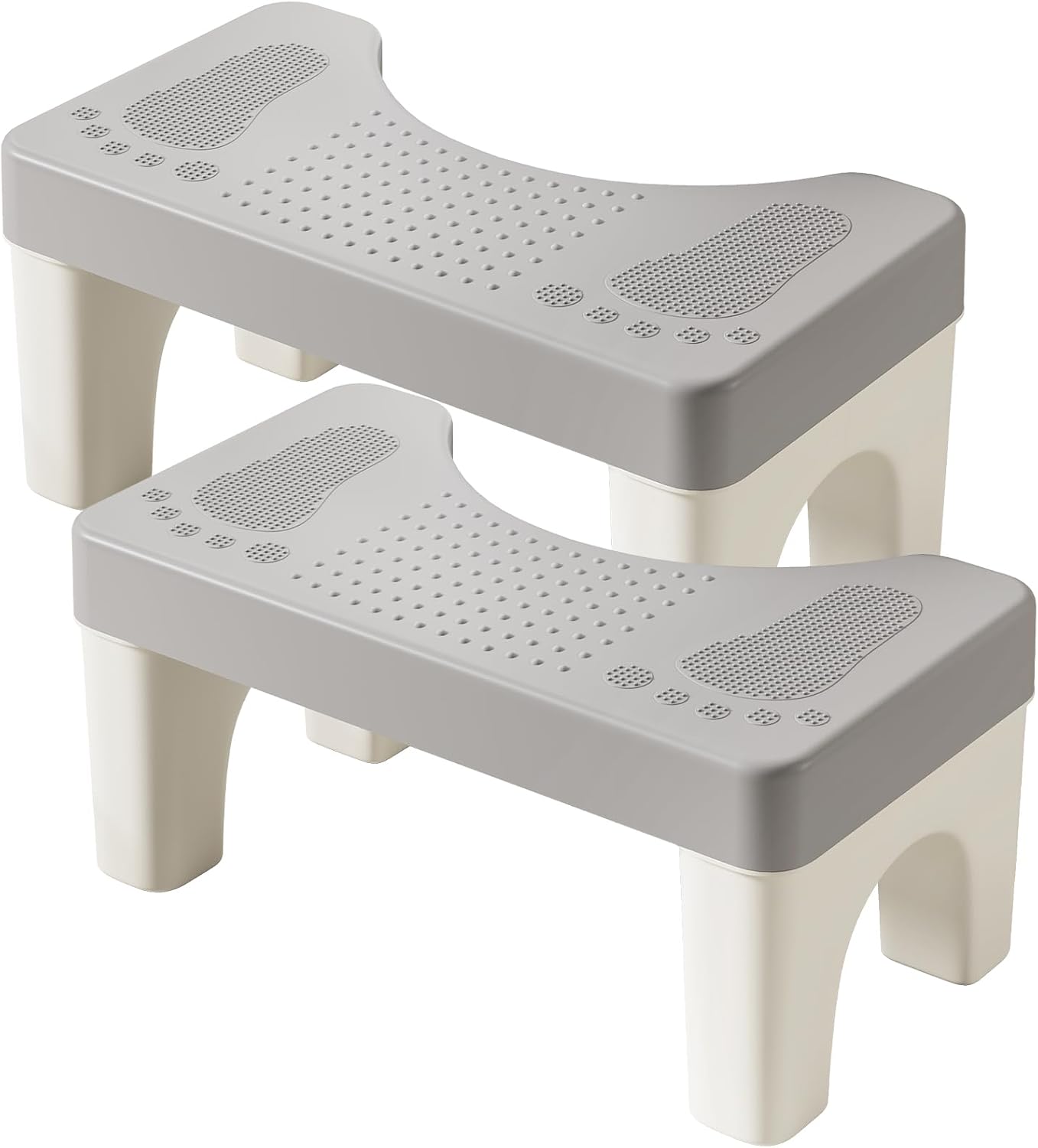 2 Pack Poop Stool Adult, Portable Toilet Stool Squat for Pooping, Travel Squatting Potty for Adults & Kids, Toilet Foot Stools for Bathroom, Gray