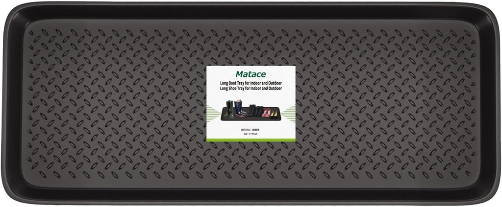 Matace 1 Pack Rubber Large Boot Tray for Entryway,Long Shoe Tray,Slim Boot Mat for Indoor and Outdoor Use, 16x40 in (Pack of 1)