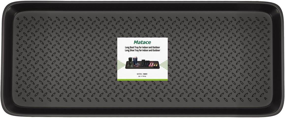 Matace 1 Pack Rubber Large Boot Tray for Entryway,Long Shoe Tray,Slim Boot Mat for Indoor and Outdoor Use, 16x40 in (Pack of 1)