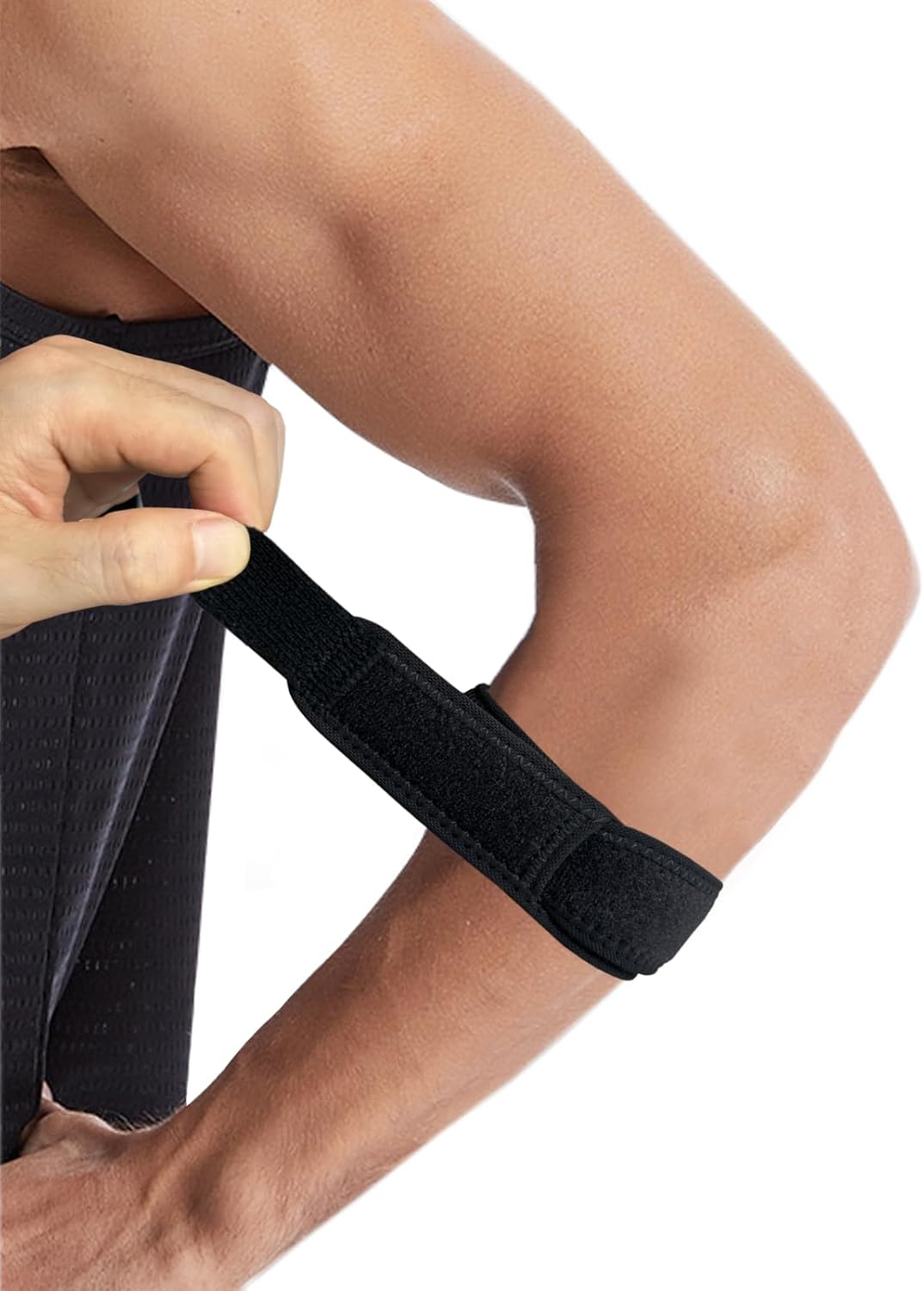Elbow Compression Strap, Tennis Elbow Brace for Men and Women, Compression Arm Support for Tendon Pain Relief, Forearm Band for Pickleball, Badminton, Golfer, Basketball (Black)