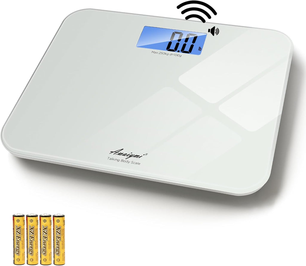 Talking Scales for Body Weight, Highly Accurate Digital Talking Bathroom Scale with Large LCD Screen, Auto On & Off, Talking Scales for Visually Impaired or Elderly, Includes Batteries, 551 LB