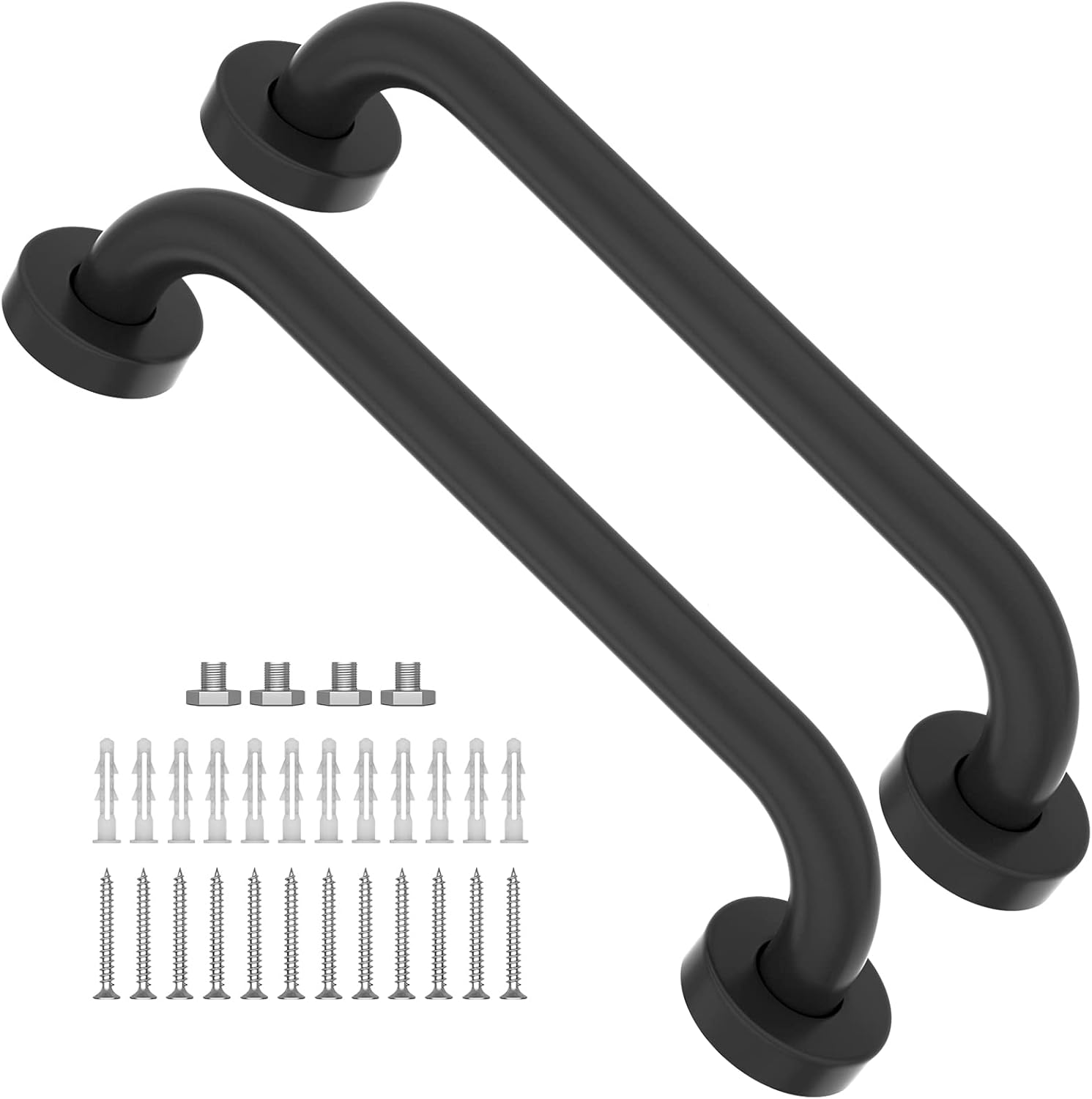 2 Pack 12 Inch Oil Rubbed Black Shower Grab Bar, iMomwee Stainless Steel Elderly Safety Bars, Bathroom Shower Balance Bar, Hand Rail Support, Handicap Senior Disabled Assist Bath Handle (1" Diameter)