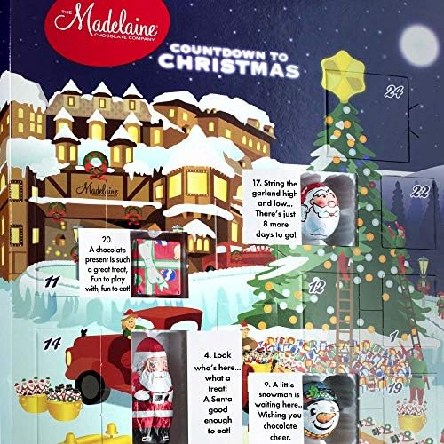 Madelaine Solid Premium Milk Chocolate Santa's Workshop 2025 Countdown Christmas Advent Calendar With 24 Solid Premium Milk Chocolates, 6oz