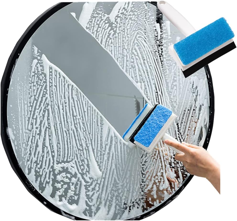 Xicennego Multifunctional Double-Sided Glass Sponge Cleaning Brush Wiper Mirror Glass Tile Cleaning Brush Bathroom Squeegee(1pack)