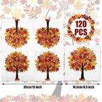 120 Pack Fall Paper Napkins Maple Leaves Luncheon Napkins Fall Leaf Disposable Napkin Maple Tree Decorative Napkin for Autumn Thanksgiving Party Supplies Dinner Kitchen, 6.5 x 6.5 Inch