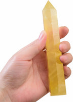 Large Natural Citrine Healing Crystal Wand 5.11-5.9" Natural Crystal Tower 6 Faceted Chakra Crystal Point Meditation Therapy Reiki Energy Stone Home Decor Collection Gift