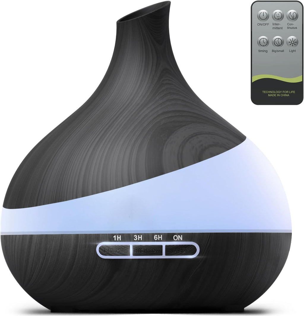 500ML Essential Oil Diffuser: Aromatherapy Humidifier with Remote Control & 14 Colors LED - 1/3/6H Timer, Auto Shut-Off, BPA-Free Cool Mist for Home Bedroom Spa Yoga