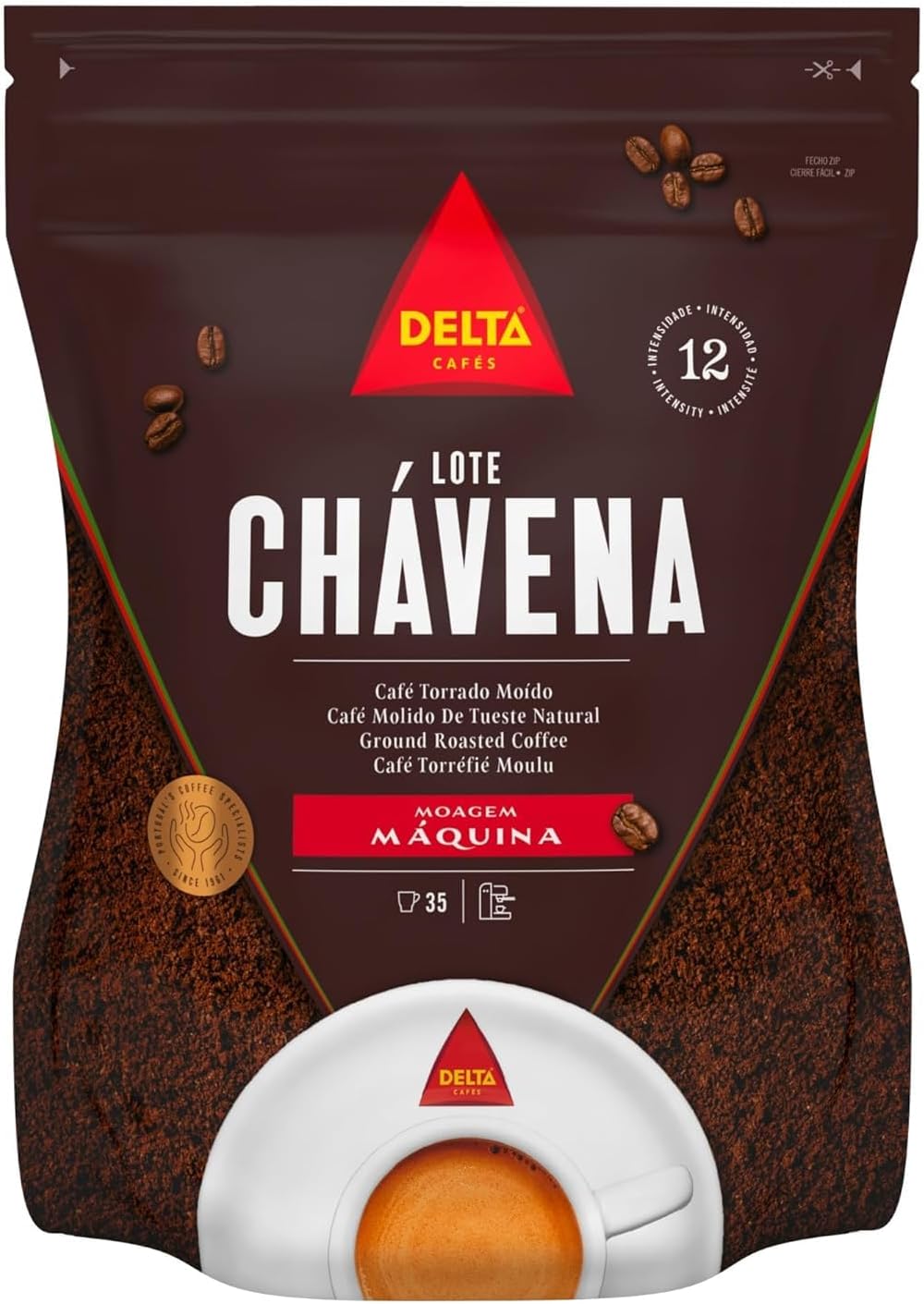 Delta Cafés Lote Chávena 250gr/8.8oz Ground Coffee - Smooth and Delicious Medium Roast Coffee, Espresso Machine Compatible, Universal Grinding
