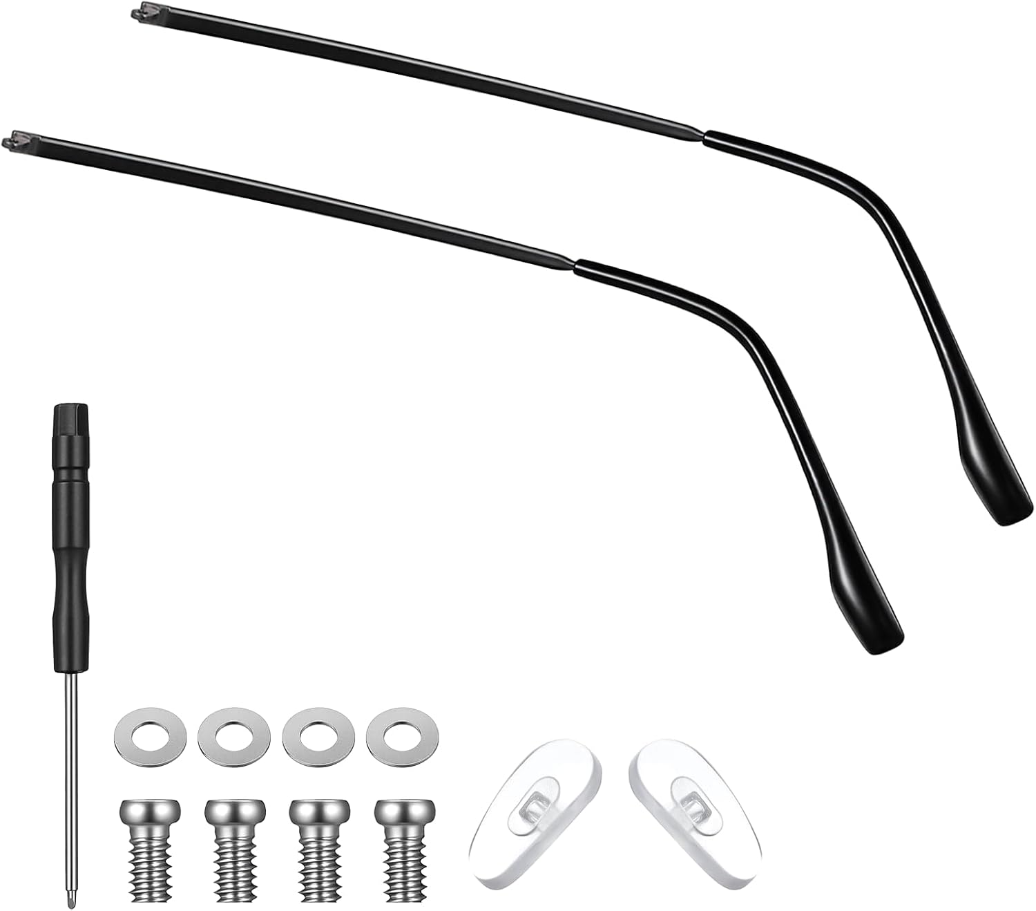 1 Pair Eyeglass Arm Replacement,Metal Universal Eyeglasses Repair Kit with Screws and Glasses Legs Replacement Eye Glass Tightening Kit Include Screws Washers Screwdrivers