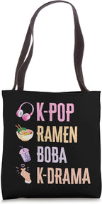 K-Pop Ramen Bubble Tea Boba Japanese Noodles Bowl Kpop Gift Tote Bag