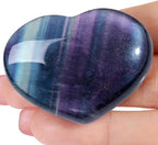 MAIBAOTA 45 mm Fluorite Crystals Large Heart Stone Healing Crystals Gifts for Women Natural Reiki Gemstone Polished Heart Shaped Rocks Meditation