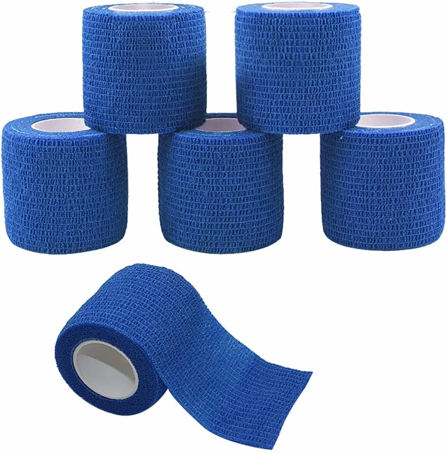 [6 Pack-2" x5Yards] MINGYUE Self Adhesive Bandage Wrap,Athletic Tape,Sports Tape,Wrist and Ankle Wrap Tape,Cohesive Bandage for Vet Wrap(Blue)