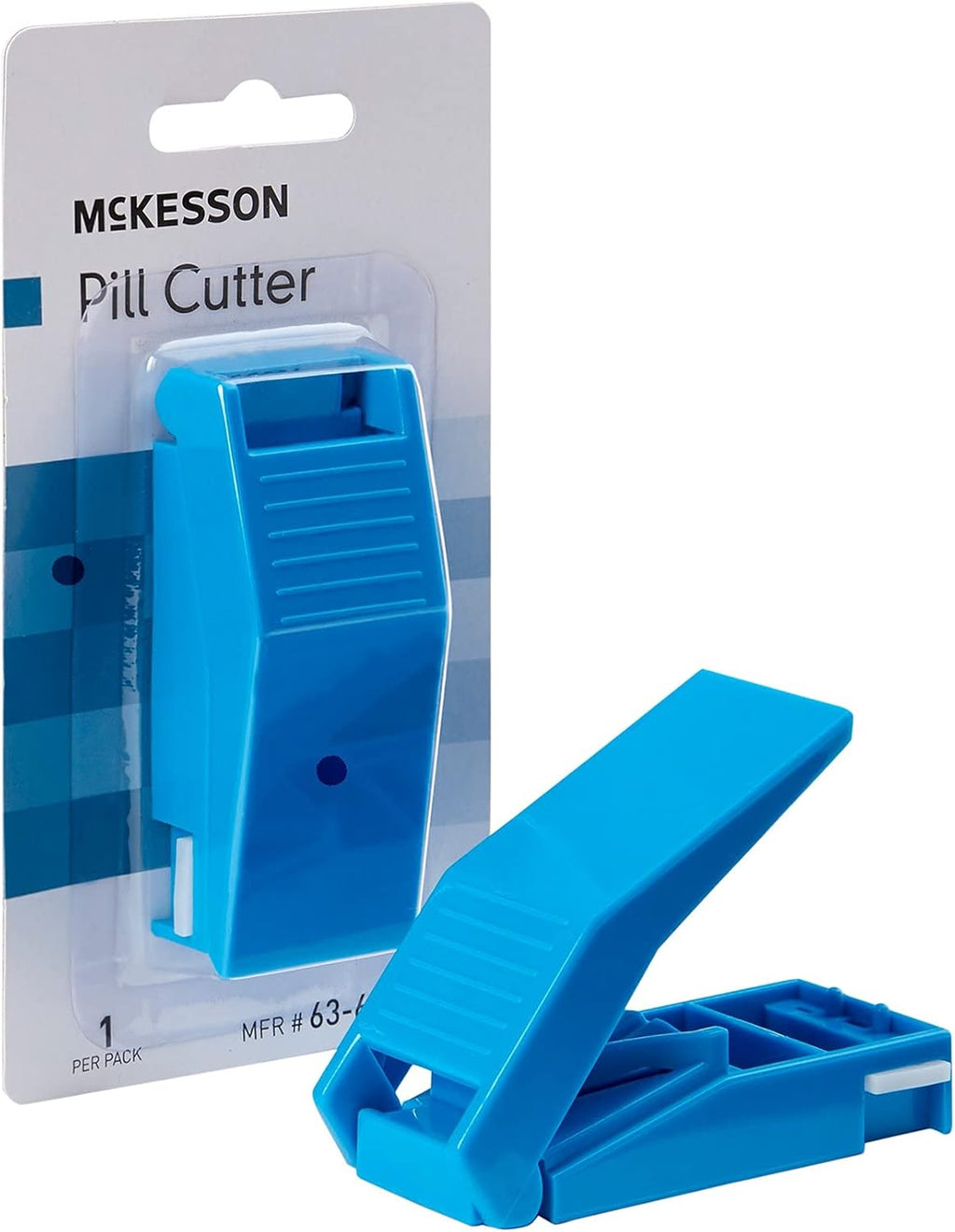 McKesson Pill Cutter for Small and Large Pills, Plastic, Stainless Steel Blade, Blue, 1 Count
