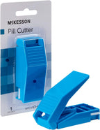 McKesson Pill Cutter for Small and Large Pills, Plastic, Stainless Steel Blade, Blue, 1 Count