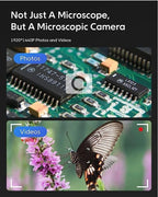 USB Digital Microscope, 50x-1600x Magnification Handheld, 1920P HD 8 LED Lights, Portable Pocket Microscope, Compatible with iOS and Android Devices, +2MP Magnifier Camera, No PC Support