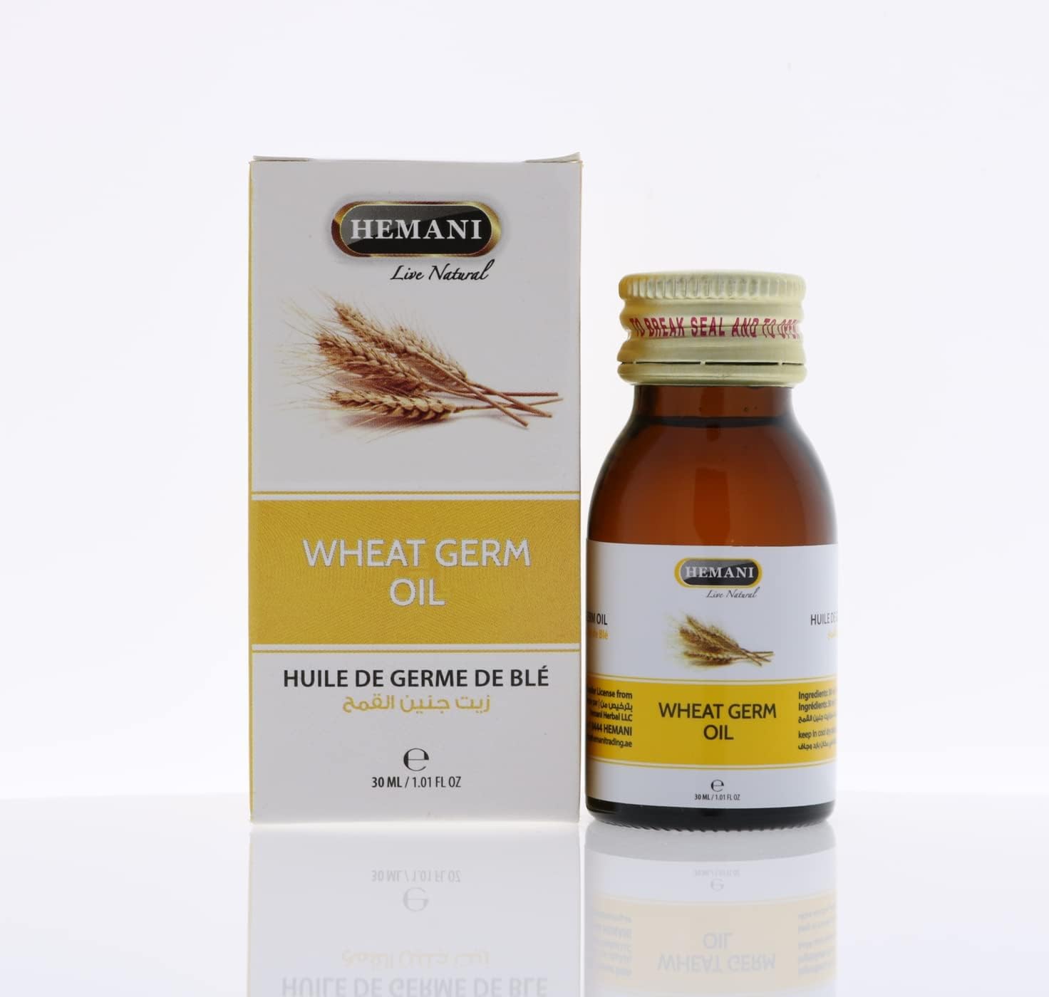 Hemani Wheat Germ Oil 30ml (1 Fl Oz) - 100% Pure Cold Pressed Triticum Vulgare | Vitamin E Rich Skin & Hair Oil | Natural Carrier Oil for Dry Skin & Deep Nourishment