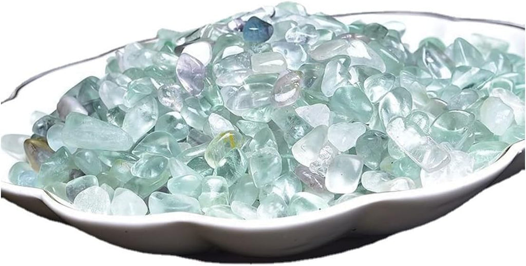 Natural Fluorite Tumbled Chips Crushed Crystal Stone, 7-9mm Polished Healing Crystal Chips Healing Reiki Crystal Jewelry Making Home Decoration