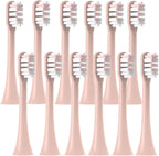 12 PCS Compatible for SOOCAS X3/X3U/X5 Brush Heads Replaceable Soft Sonic Electric Toothbrush Clean Brush Vacuum Bristle Nozzles(12Pink)