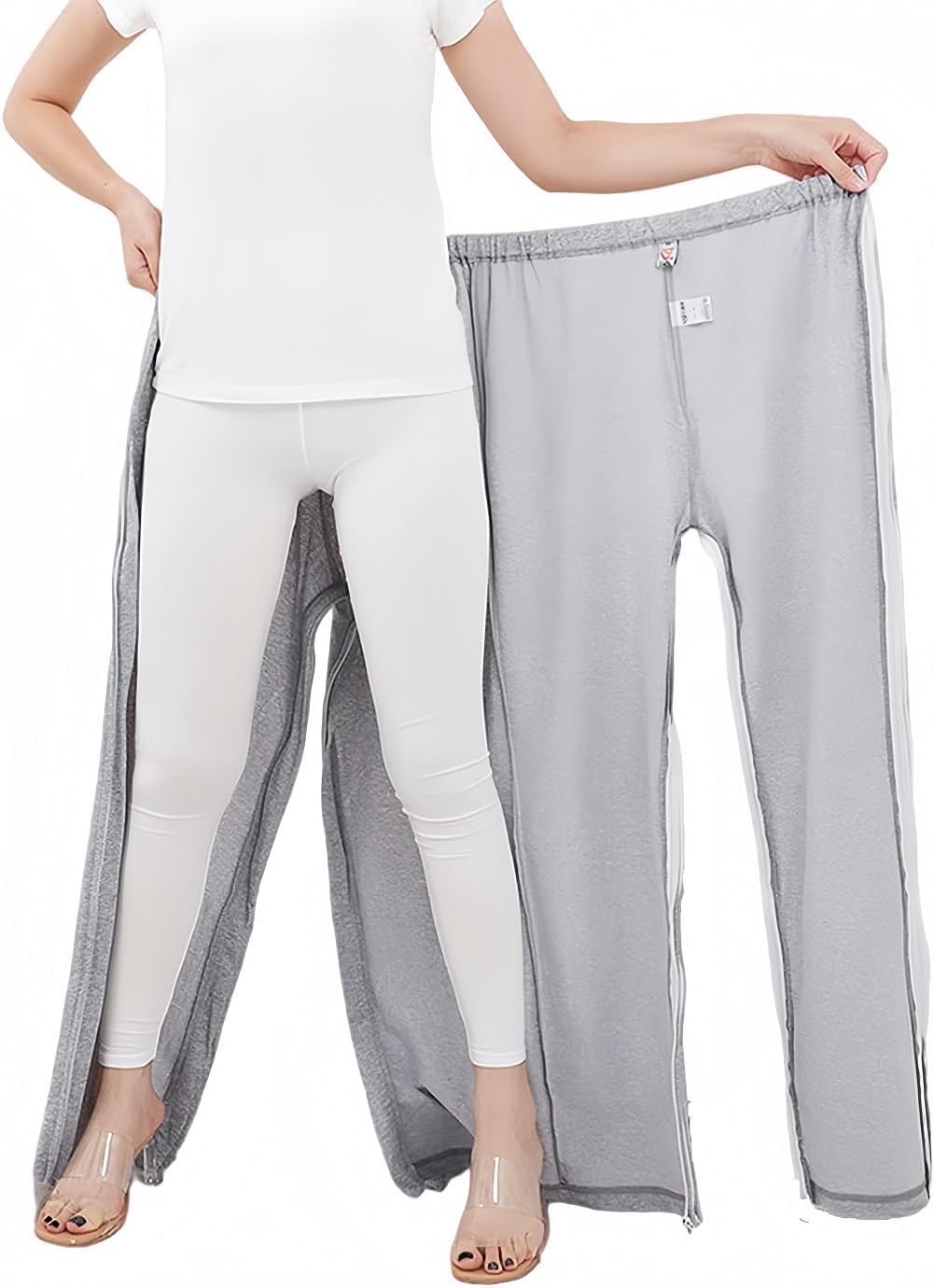 Full Open Old Age Incontinence Pants Easy to Wear & Take Off Patients Care Trousers Elderly Open Crotch Pants,Long Pants,M