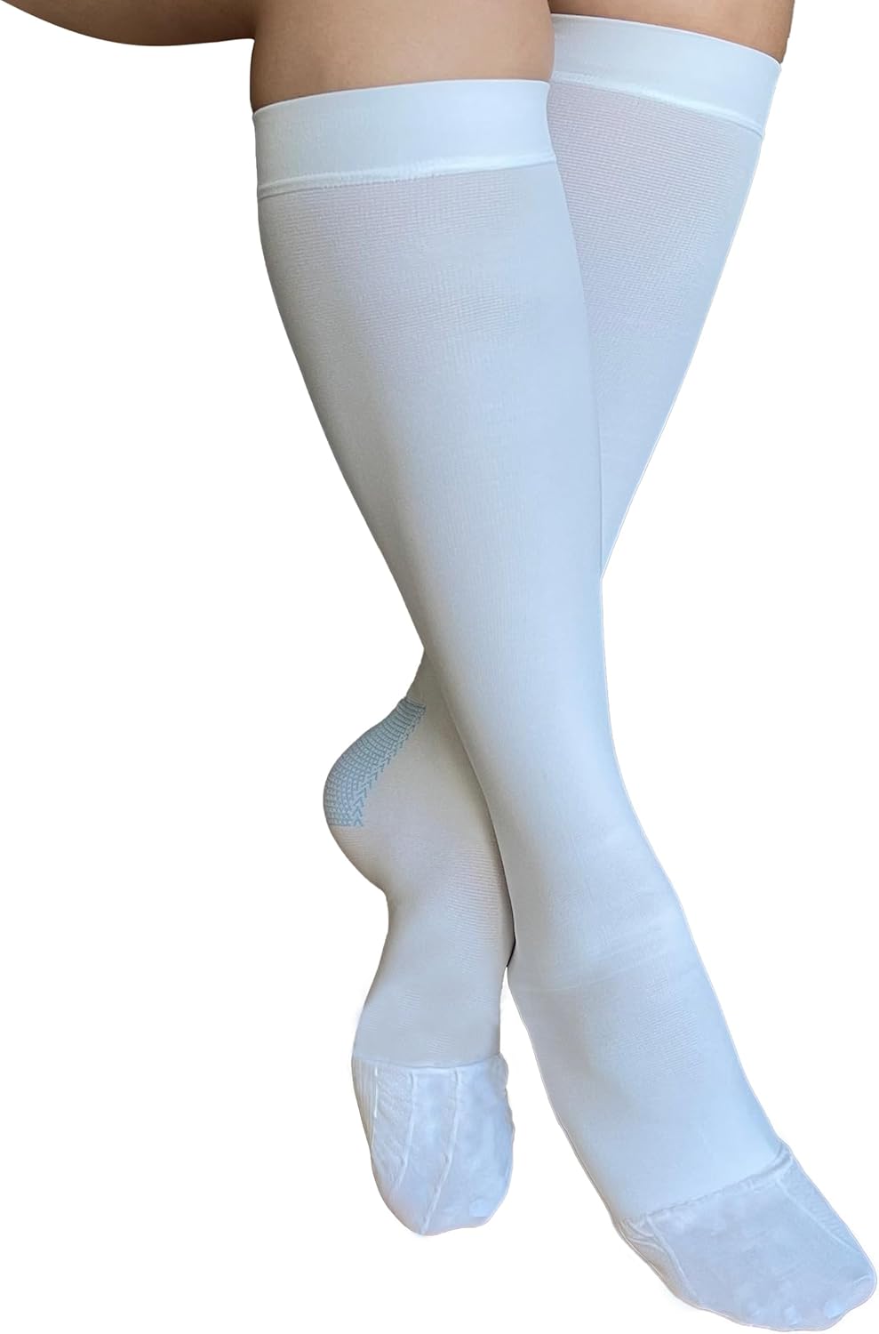 ITA-MED Anti-Embolism Knee High Compression Socks for Men & Women, 18 mmHg, Soft & Breathable, Inspection Toe Hole