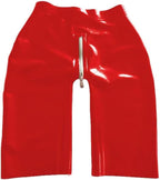 Latex 100% Rubber Red Ladies Shorts Four Corners Sexy Zipper Decoration,Red,Medium