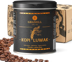 Kopi Luwak Coffee Beans, Premium Civet Coffee Luwak Whole Bean, Black Ivory Rich Bold Aroma, From Indonesia, Ultra Smooth Finish, Cafés Granell 100g