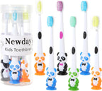 Newday Kids toothbrushes 6 Pack Set Soft Bristles with Suction Cup, Includes Travel Covers, Bear Panda toothbrushes for Kids Boys & Girls, Toddlers &Children Teeth