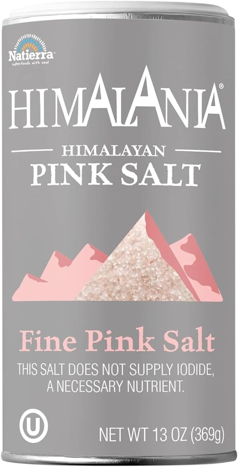 NATIERRA Himalayan Pink Salt, Fine Grain Salt Shaker Bottle, Unrefined & Non-GMO, 13 Ounce