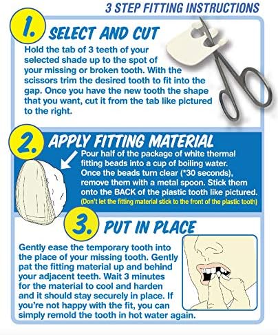 Instant Smile Triple Shade Temporary Tooth Kit - Replace A Missing Tooth in Just 5 Minutes!