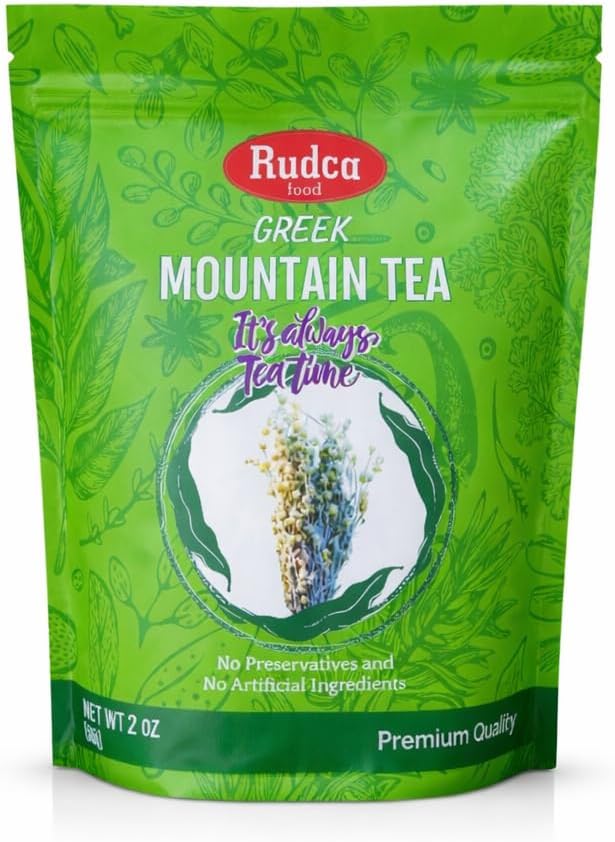 Rudca Food Greek Mountain Tea – Premium Sideritis Raeseri Herbal Tea, 100% Natural, No Preservatives or Artificial Ingredients, Loose Leaf, 2 oz