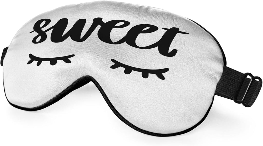 Sweet Dreams Eye Mask Sleeping Mask Cute Eyelashes White Sleep Masks Silky Soft Eye Cover for Women Men Shading Blindfold for Air Travel Sleeping