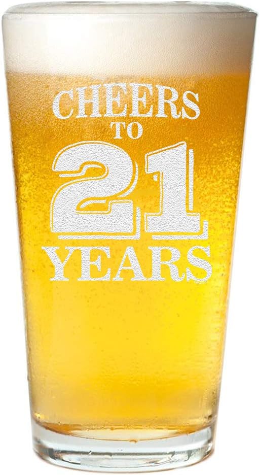 Veracco 21st Birthday Pint Glass – Cheers to 21 Years Beer Glass Gift for Him Her, Funny Twenty First Birthday Bar Cup