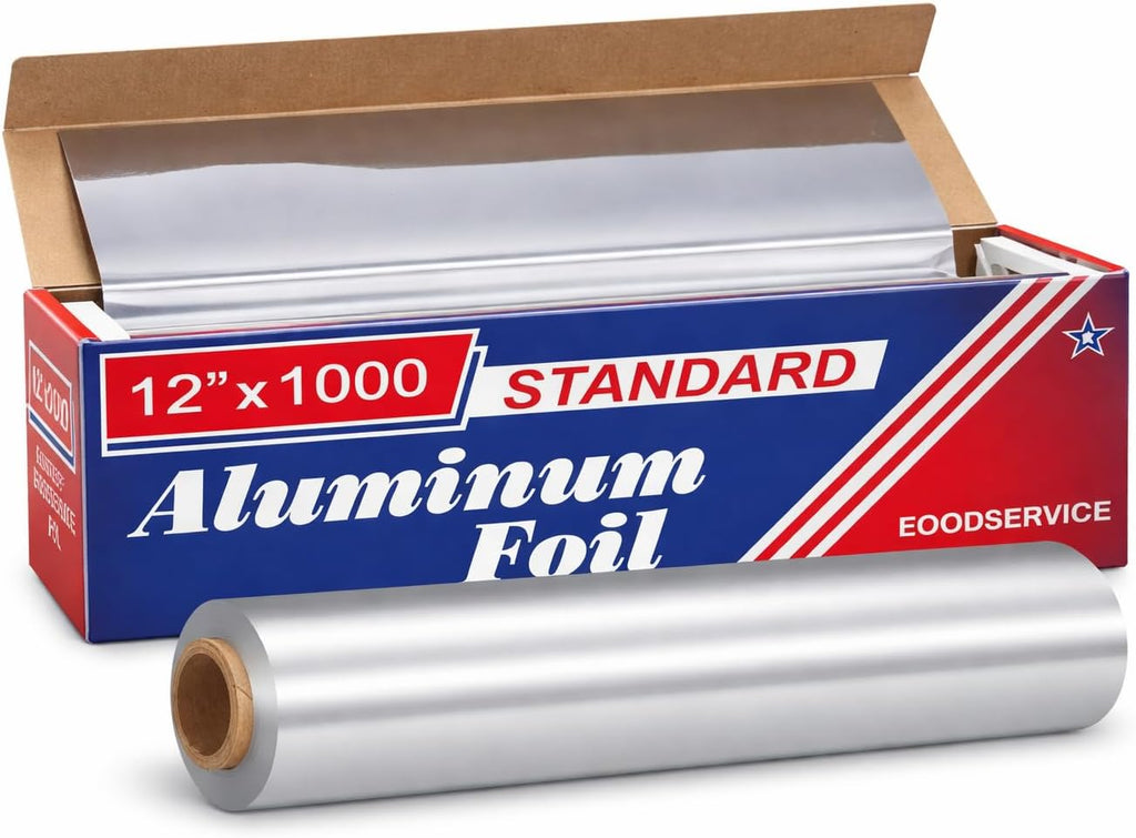 Aluminum Foil, 12x1000 Inches, Silver, for Cooking, Baking, Grilling, Wrapping, Commercial use, and Food Storage