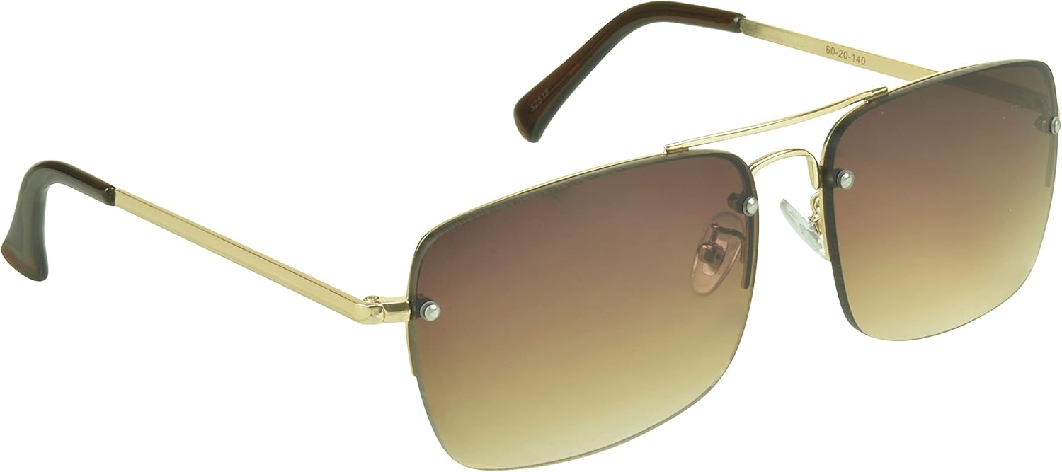 proSPORT Sunglasses Readers Full Lens Square Aviator Rimless Metal Silver Gold Gradient Grey Brown Tint Men Women NOT BIFOCAL