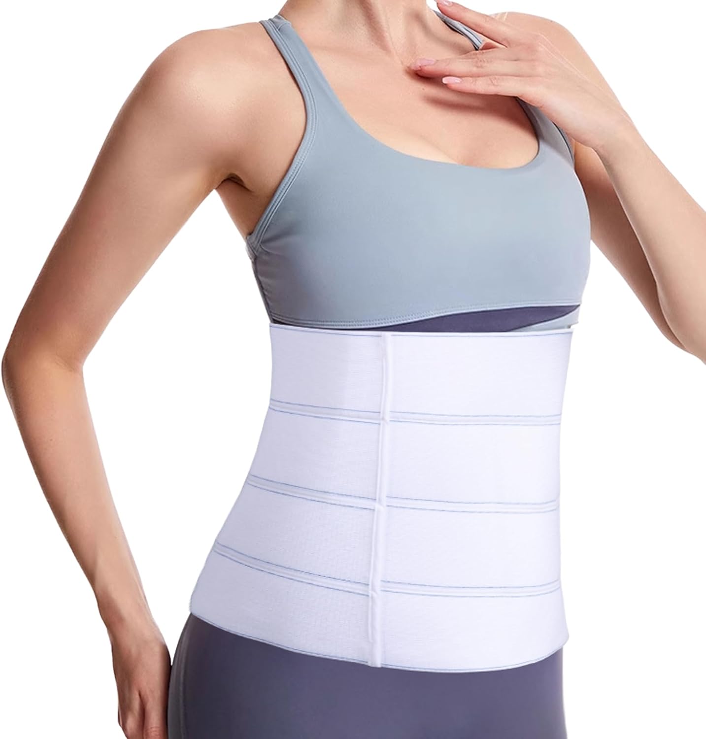 Cozyhealth Elastic Universal Post Surgery Abdominal Binder Lower Waist Support Belt, Wide Belly Girdle Postpartum Stomach Surgical Compression Belly Band for Men and Women (4 Panel - 12", Large)