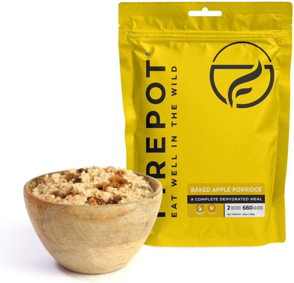 FIREPOT Baked Apple Porridge - Healthy Plant Based Dehydrated Camping & Backpacking Meals (2 Servings)
