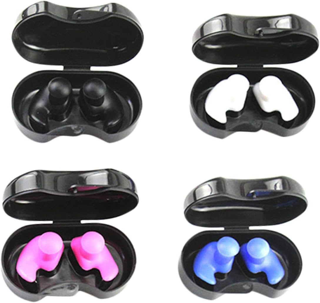 KOMBIUDA 4pairs Silicone Ear Plugs for Swimming Flexible Ear for Boy Girl and Adults Ergonomic Design for Pool Use