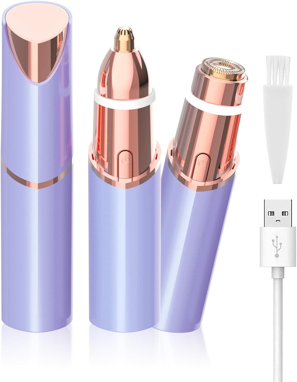 Facial Hair Remover and Eyebrow Trimmer - 2 in 1 Facial Hair Removal Epilators for Women - Rechargeable Travel Face Hair Razor Bikini Shaver for Face Peach Fuzz Lips Chin Armpit Body (Blue)