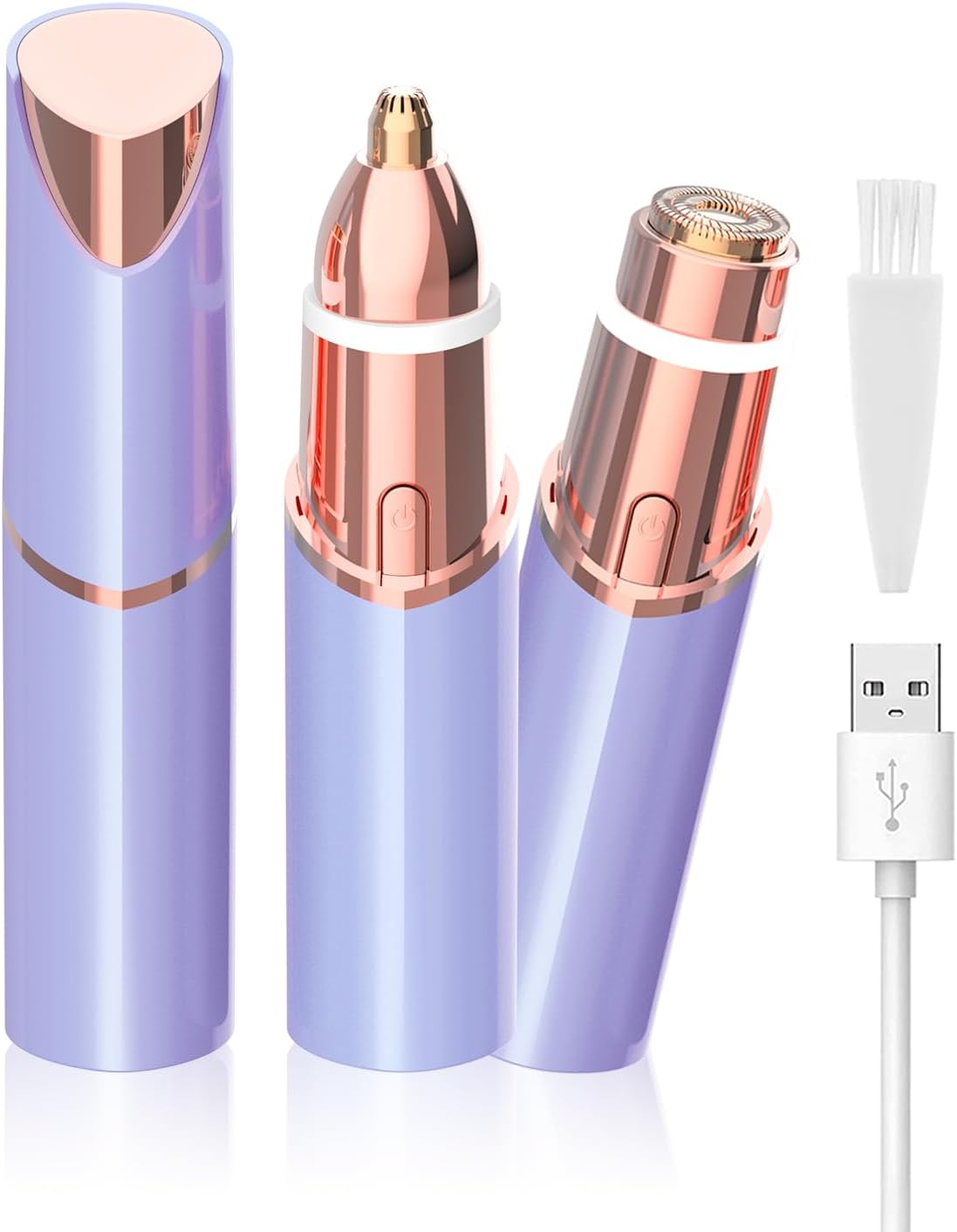 Facial Hair Remover and Eyebrow Trimmer - 2 in 1 Facial Hair Removal Epilators for Women - Rechargeable Travel Face Hair Razor Bikini Shaver for Face Peach Fuzz Lips Chin Armpit Body (Blue)