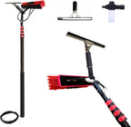 3.6-6M Telescopic Water Fed Cleaning Brush, Squeegee and Soap Dispenser,Window Cleaning Pole,Gutter Cleaning Brush Roofing,Solar Panels, Window, Trucks, Car (55cm Brush Head,6M)