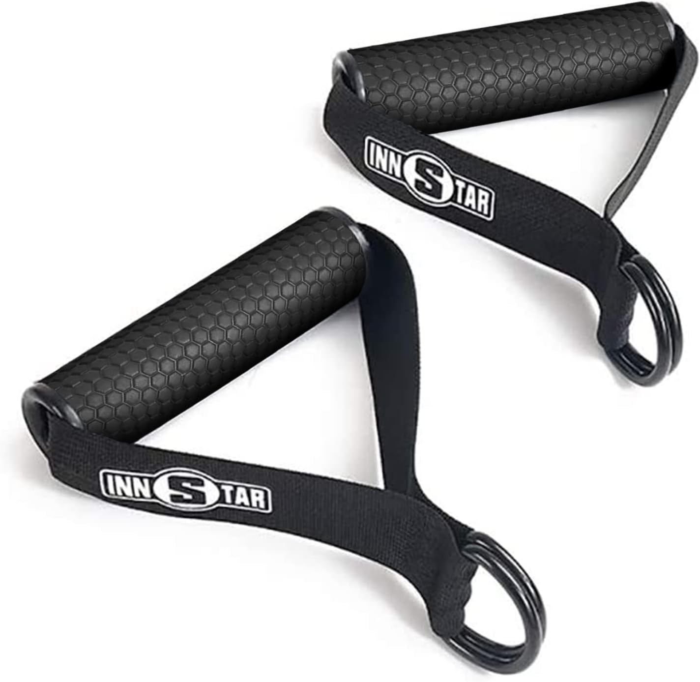 INNSTAR Heavy Duty Exercise Handles, Cable Machine Attachments Resistance Bands Handles with Solid ABS Core Grips Fitness Strap Stirrup Handle Cable Attachment