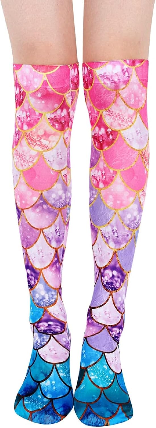 Benefeet Sox Women Girls Funny Silky Novelty Funky Long Knee High Socks Ultrathin Soft 3D Print Cosplay Crazy Stockings