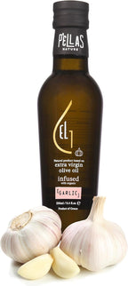 Pellas Nature, Organic Garlic Infused Greek Extra Virgin Olive Oil, Gold Award, Kosher, 8.5 oz. (250 ml), glass bottle (Garlic)
