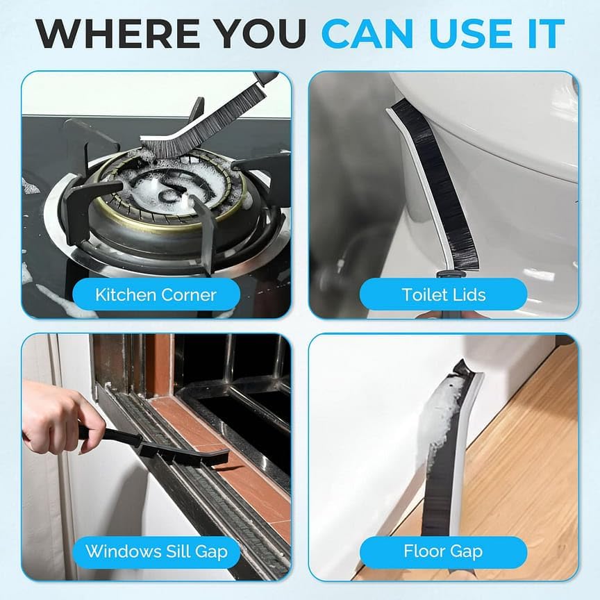 6 Pcs Hard Bristle Crevice Cleaning Brush - Grout & Gap Crevice Brush for Bathroom Gap, Corners, Window Tracks, Kitchen Sink, Tight Spaces and More Multifunctional Gap Brush